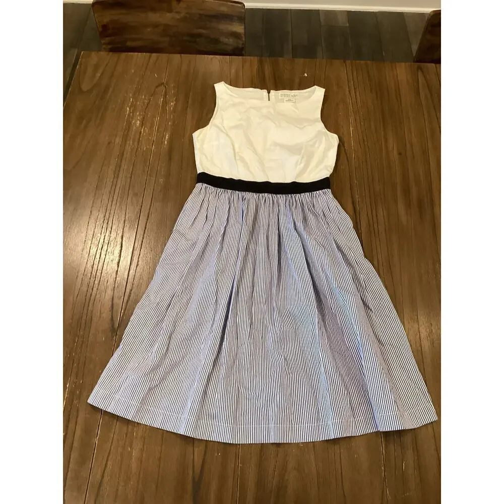 Kate Spade Broome Street Sleeveless Pinstripe Blue White Mini Dress Size 0